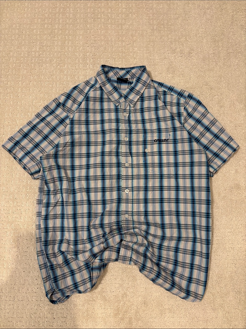 Y2K Oakley plaid button up